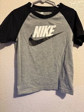 Nike Gray and Black Kids' Logo Tee